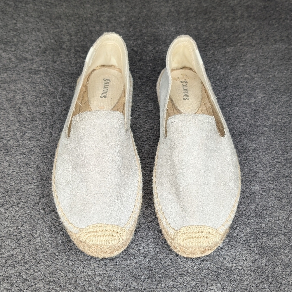 Soludos Suede Espadrille Platform Smoking Slippers Grey Women's 7.5 - Picture 3 of 12